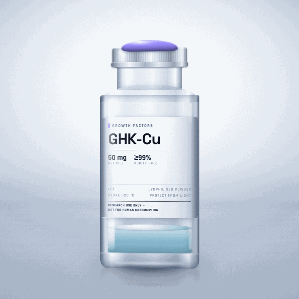 GHK-Cu — lyophilised research compound vial, for laboratory research use only
